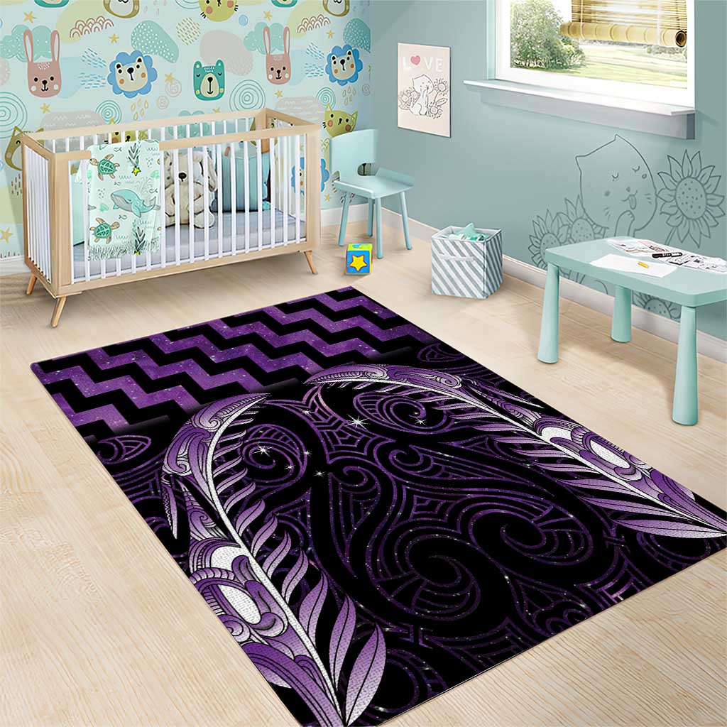Purple Matariki New Zealand Area Rug Maori Poutama Galaxy Vibes