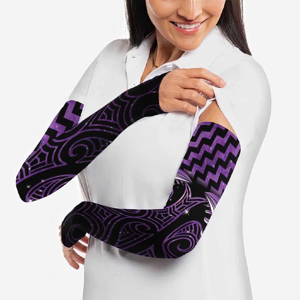 Purple Matariki New Zealand Arm Sleeves Maori Poutama Galaxy Vibes - Polynesian Pride