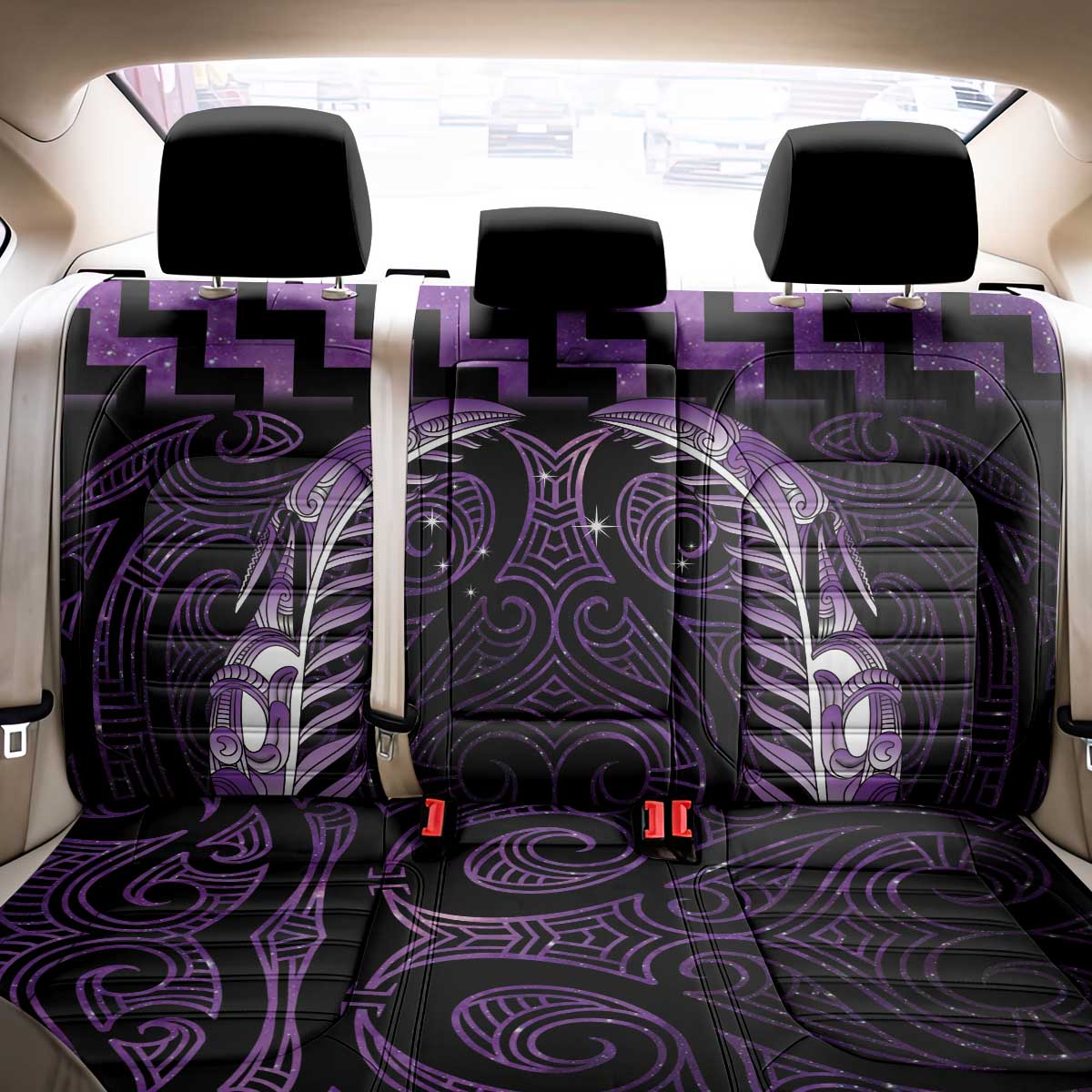 Purple Matariki New Zealand Back Car Seat Cover Maori Poutama Galaxy Vibes