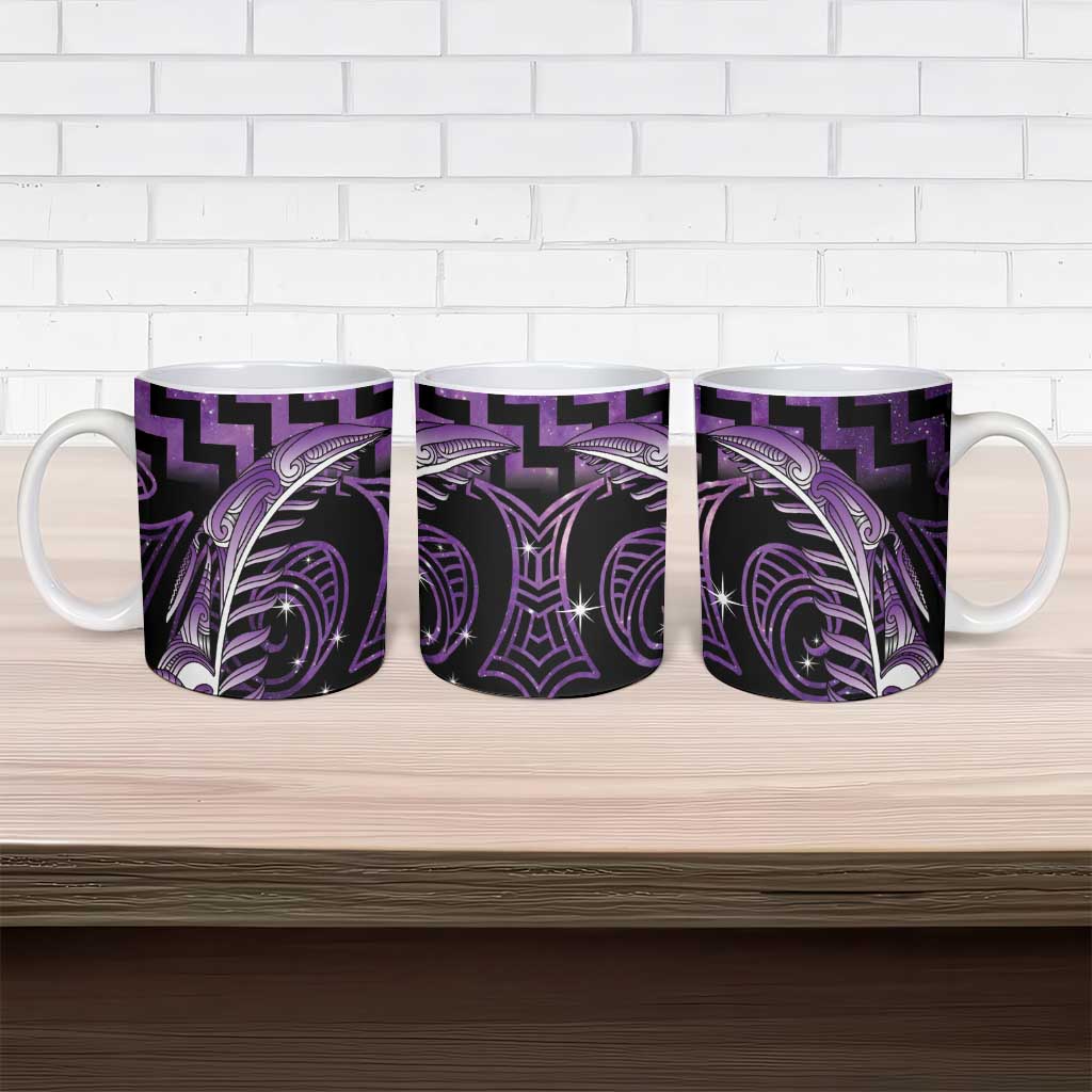 Purple Matariki New Zealand Ceramic Mug Maori Poutama Galaxy Vibes - Polynesian Pride