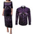 Purple Matariki New Zealand Couples Matching Puletasi and Long Sleeve Button Shirt Maori Poutama Galaxy Vibes