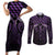 Purple Matariki New Zealand Couples Matching Short Sleeve Bodycon Dress and Long Sleeve Button Shirt Maori Poutama Galaxy Vibes