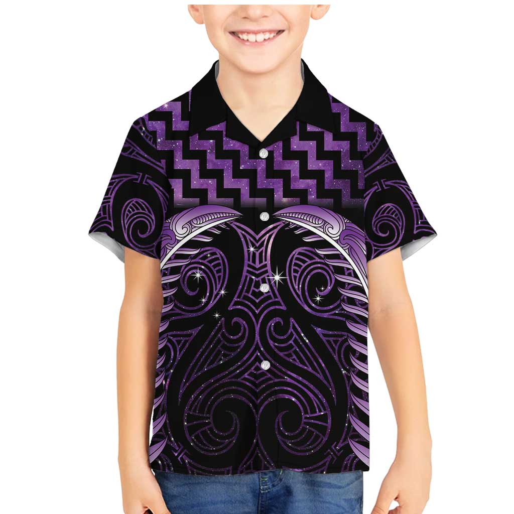 Purple Matariki New Zealand Family Matching Mermaid Dress and Hawaiian Shirt Maori Poutama Galaxy Vibes
