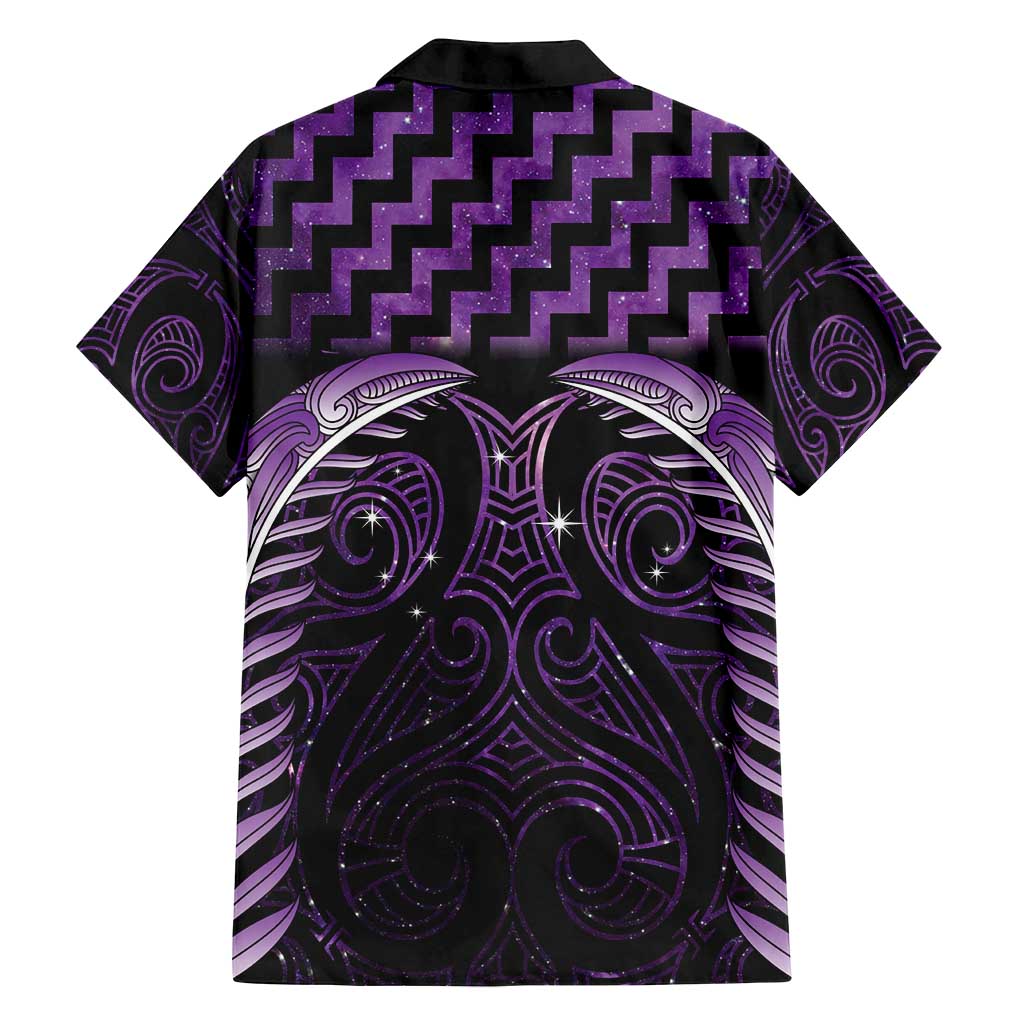 Purple Matariki New Zealand Family Matching Off Shoulder Maxi Dress and Hawaiian Shirt Maori Poutama Galaxy Vibes