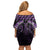 Purple Matariki New Zealand Family Matching Off Shoulder Short Dress and Hawaiian Shirt Maori Poutama Galaxy Vibes