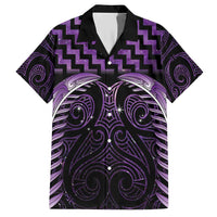 Purple Matariki New Zealand Family Matching Short Sleeve Bodycon Dress and Hawaiian Shirt Maori Poutama Galaxy Vibes