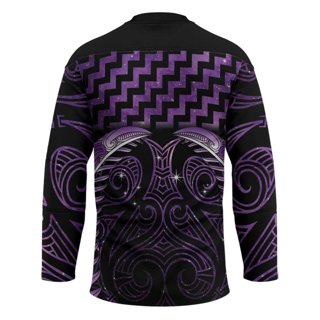 Purple Matariki New Zealand Hockey Jersey Maori Poutama Galaxy Vibes - Polynesian Pride
