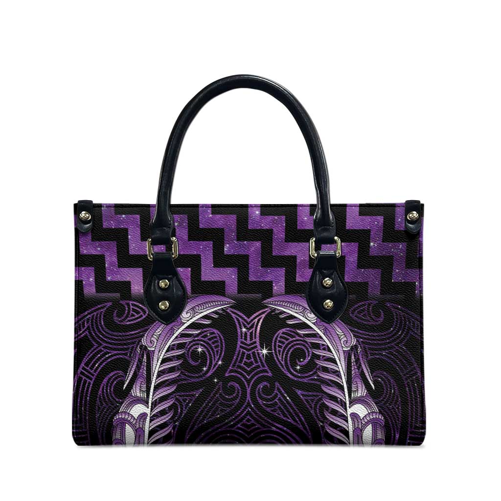 Purple Matariki New Zealand Leather Bag Maori Poutama Galaxy Vibes - Polynesian Pride