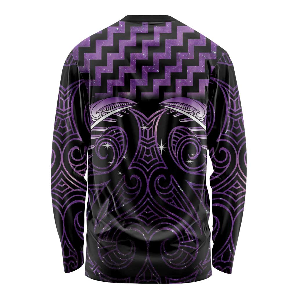 Purple Matariki New Zealand Long Sleeve Shirt Maori Poutama Galaxy Vibes