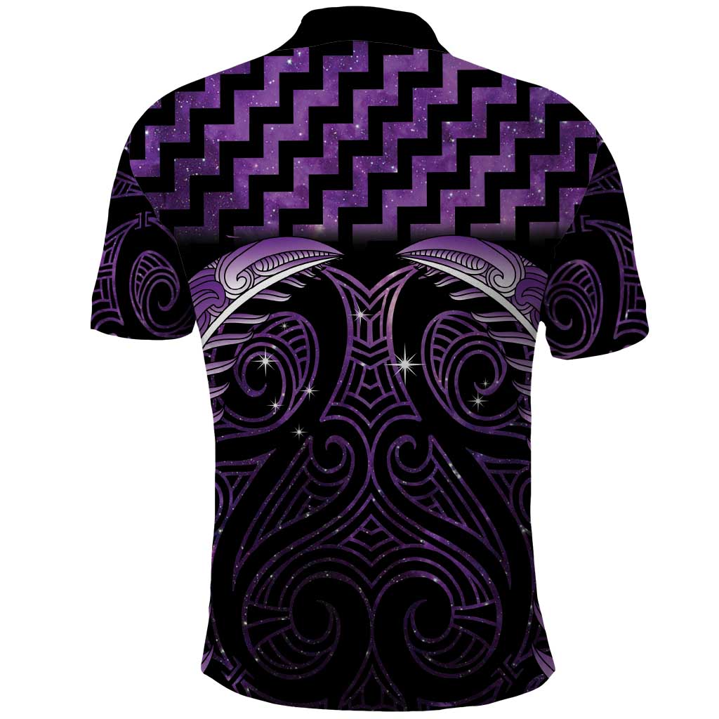 Purple Matariki New Zealand Polo Shirt Maori Poutama Galaxy Vibes