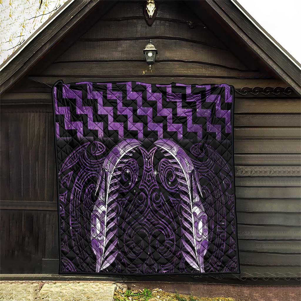 Purple Matariki New Zealand Quilt Maori Poutama Galaxy Vibes
