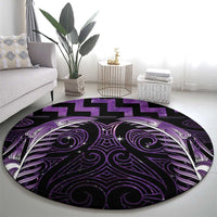 Purple Matariki New Zealand Round Carpet Maori Poutama Galaxy Vibes