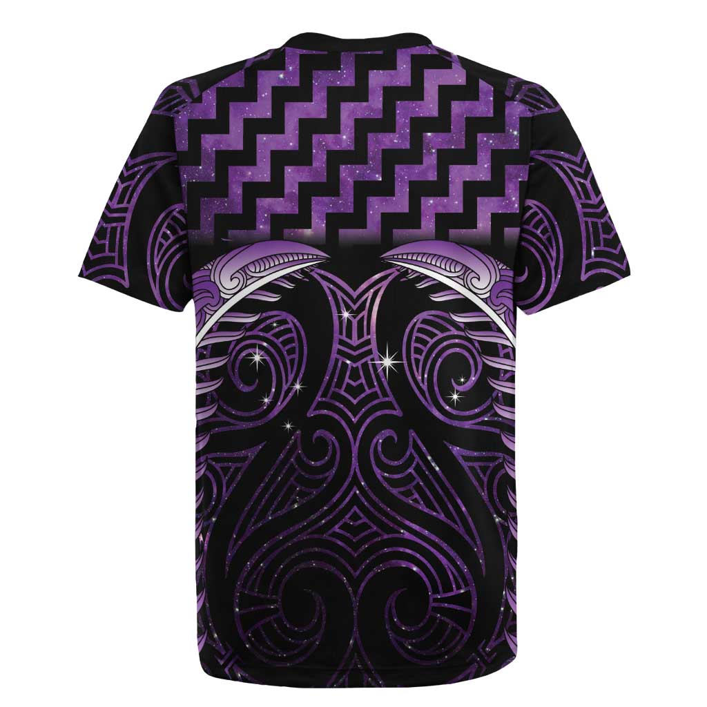 Purple Matariki New Zealand Rugby Jersey Maori Poutama Galaxy Vibes