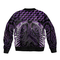 Purple Matariki New Zealand Sleeve Zip Bomber Jacket Maori Poutama Galaxy Vibes