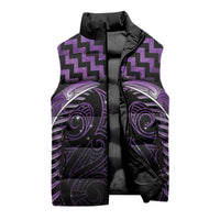 Purple Matariki New Zealand Sleeveless Puffer Jacket Maori Poutama Galaxy Vibes - Polynesian Pride