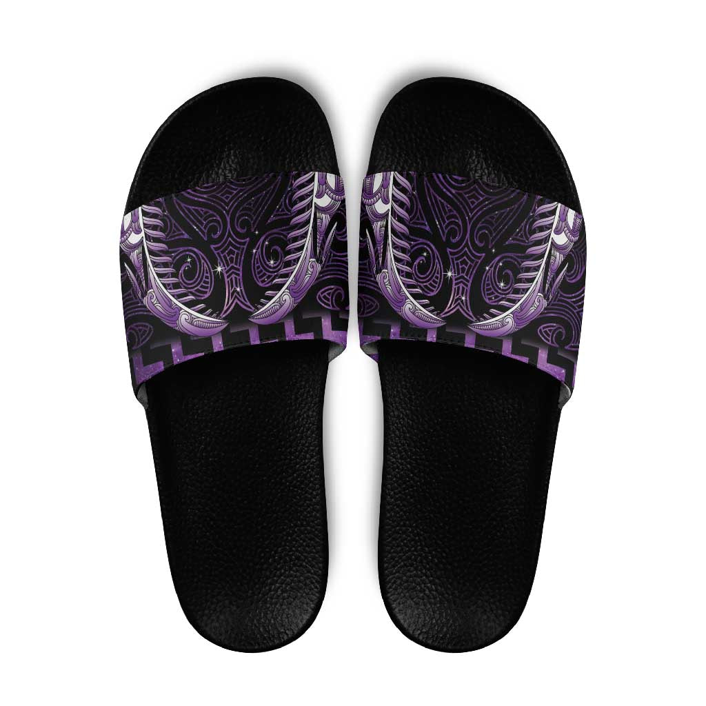 Purple Matariki New Zealand Slide Sandals Maori Poutama Galaxy Vibes - Polynesian Pride