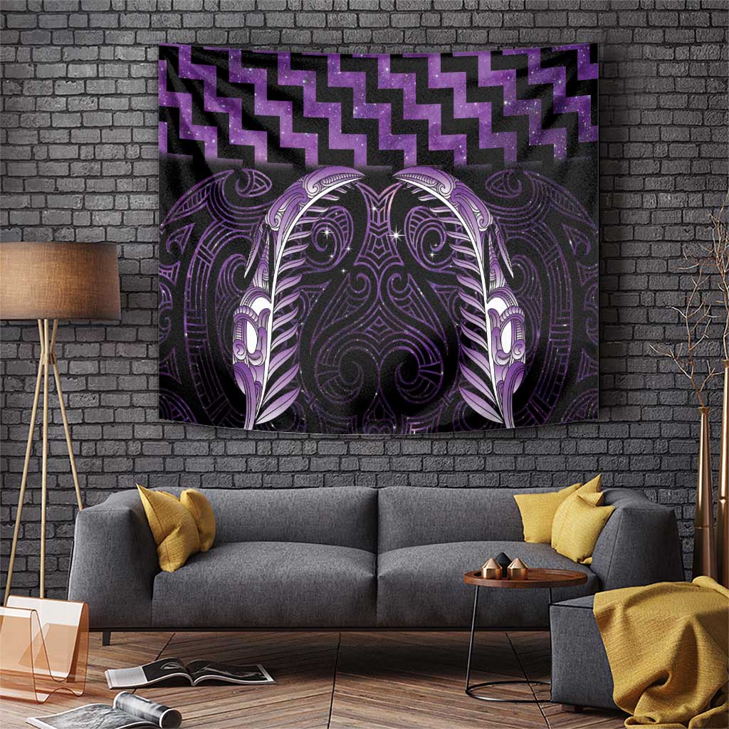 Purple Matariki New Zealand Tapestry Maori Poutama Galaxy Vibes