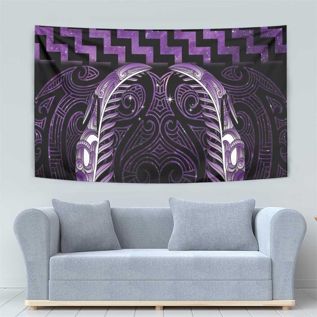 Purple Matariki New Zealand Tapestry Maori Poutama Galaxy Vibes
