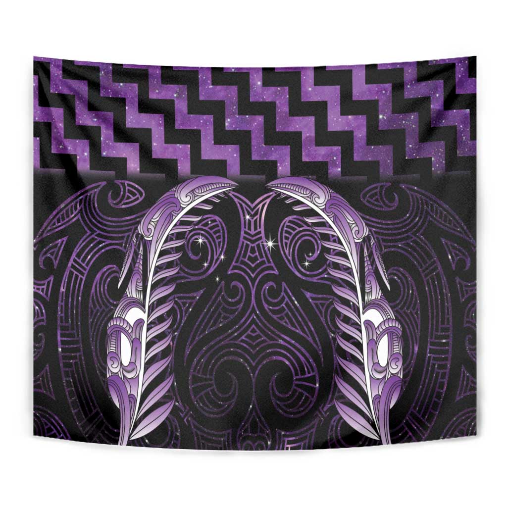 Purple Matariki New Zealand Tapestry Maori Poutama Galaxy Vibes