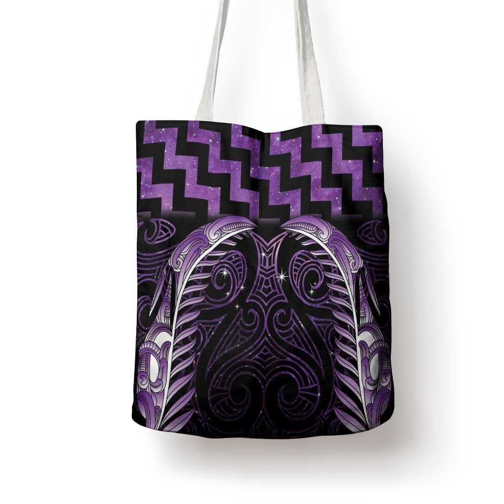 Purple Matariki New Zealand Tote Bag Maori Poutama Galaxy Vibes - Polynesian Pride