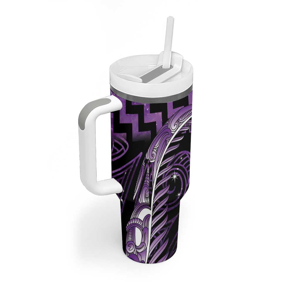 Purple Matariki New Zealand Tumbler With Handle Maori Poutama Galaxy Vibes