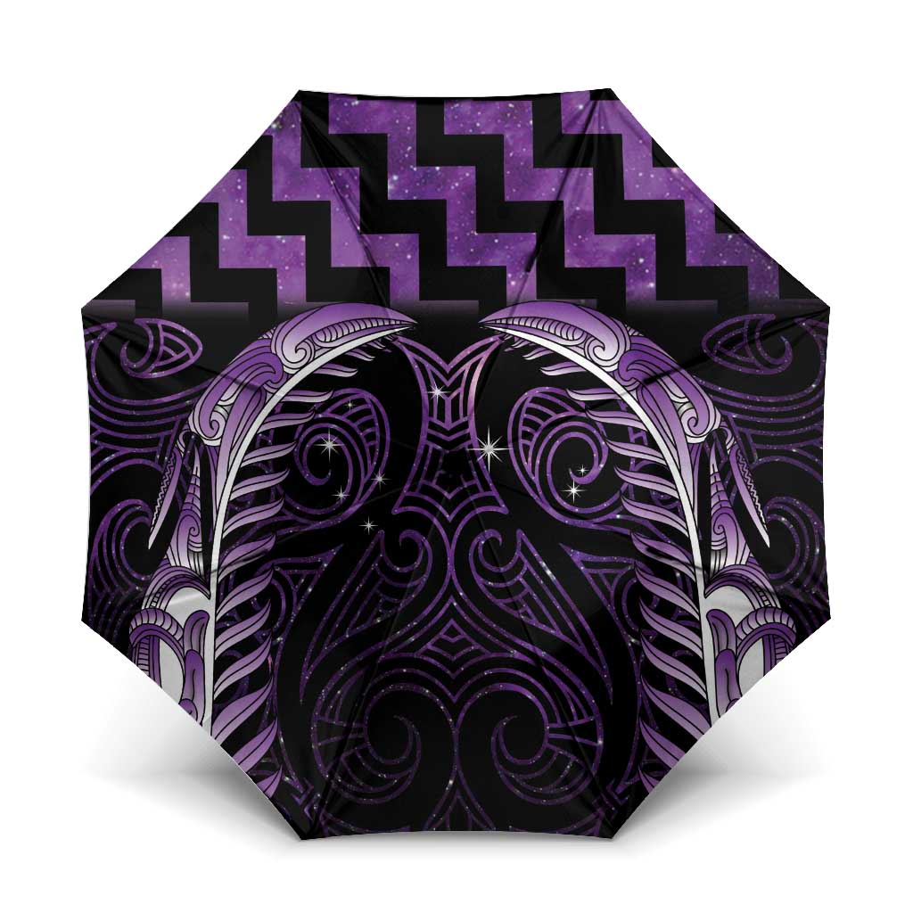 Purple Matariki New Zealand Umbrella Maori Poutama Galaxy Vibes - Polynesian Pride