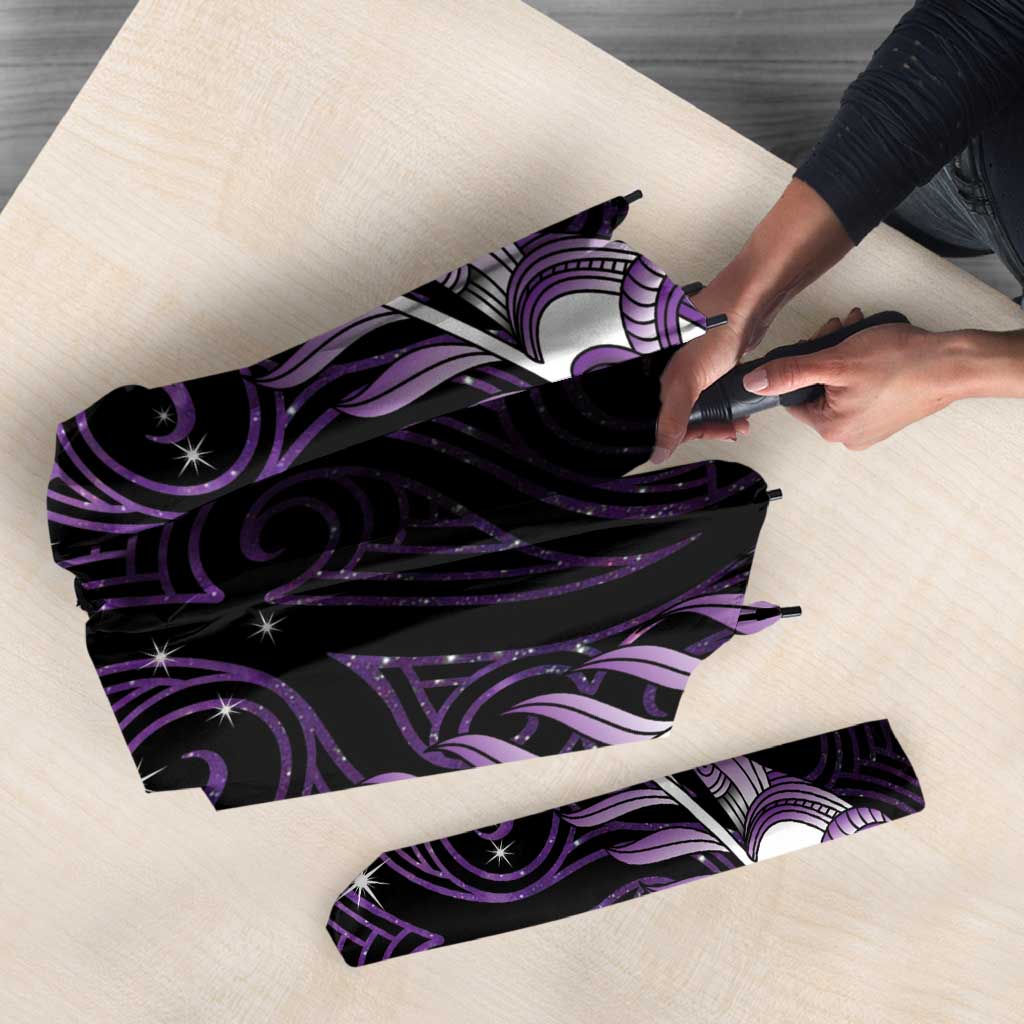 Purple Matariki New Zealand Umbrella Maori Poutama Galaxy Vibes - Polynesian Pride