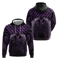 Purple Matariki New Zealand Zip Hoodie Maori Poutama Galaxy Vibes