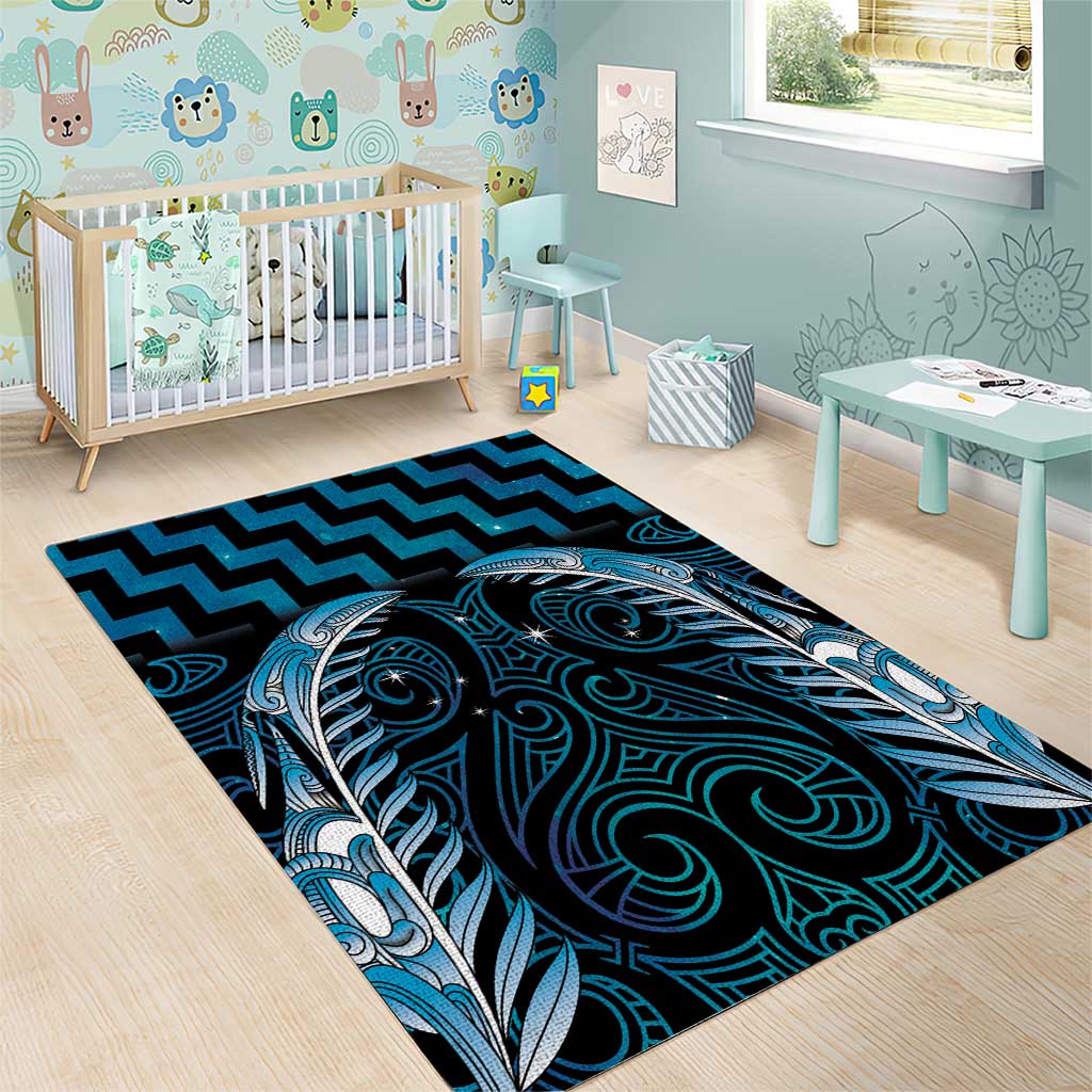 Blue Matariki New Zealand Area Rug Maori Poutama Galaxy Vibes