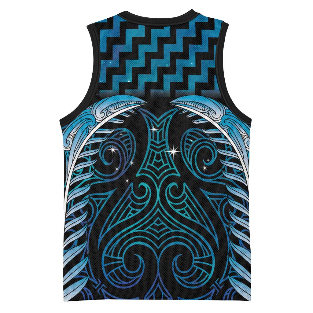Blue Matariki New Zealand Basketball Jersey Maori Poutama Galaxy Vibes - Polynesian Pride