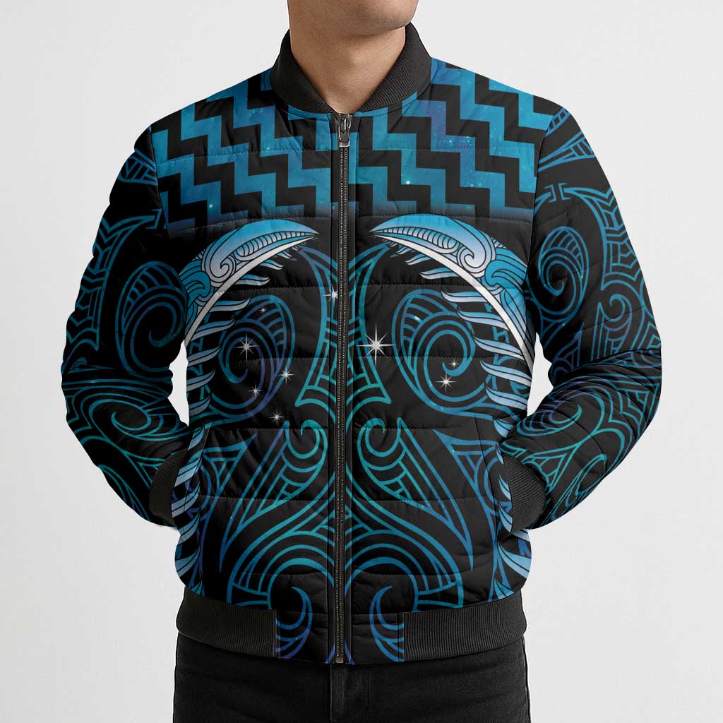 Blue Matariki New Zealand Bomber Puffer Jacket Maori Poutama Galaxy Vibes - Polynesian Pride