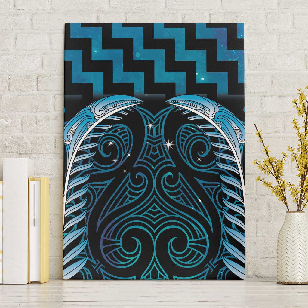 Blue Matariki New Zealand Canvas Wall Art Maori Poutama Galaxy Vibes