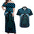 Blue Matariki New Zealand Couples Matching Off Shoulder Maxi Dress and Hawaiian Shirt Maori Poutama Galaxy Vibes