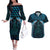 Blue Matariki New Zealand Couples Matching Off The Shoulder Long Sleeve Dress and Hawaiian Shirt Maori Poutama Galaxy Vibes