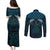 Blue Matariki New Zealand Couples Matching Puletasi and Long Sleeve Button Shirt Maori Poutama Galaxy Vibes