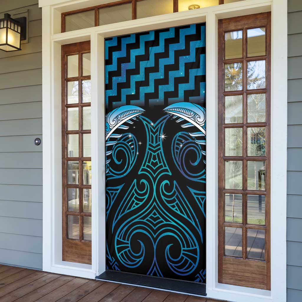 Blue Matariki New Zealand Door Cover Maori Poutama Galaxy Vibes - Polynesian Pride
