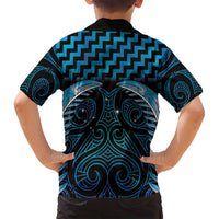 Blue Matariki New Zealand Family Matching Off Shoulder Maxi Dress and Hawaiian Shirt Maori Poutama Galaxy Vibes