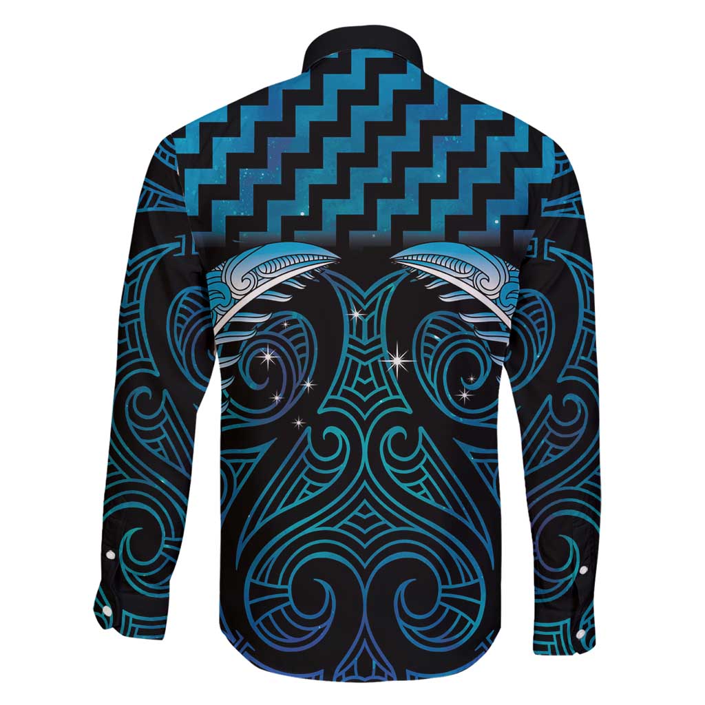 Blue Matariki New Zealand Family Matching Off Shoulder Maxi Dress and Hawaiian Shirt Maori Poutama Galaxy Vibes