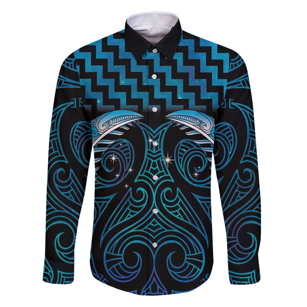 Blue Matariki New Zealand Family Matching Off Shoulder Short Dress and Hawaiian Shirt Maori Poutama Galaxy Vibes