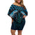 Blue Matariki New Zealand Family Matching Off Shoulder Short Dress and Hawaiian Shirt Maori Poutama Galaxy Vibes