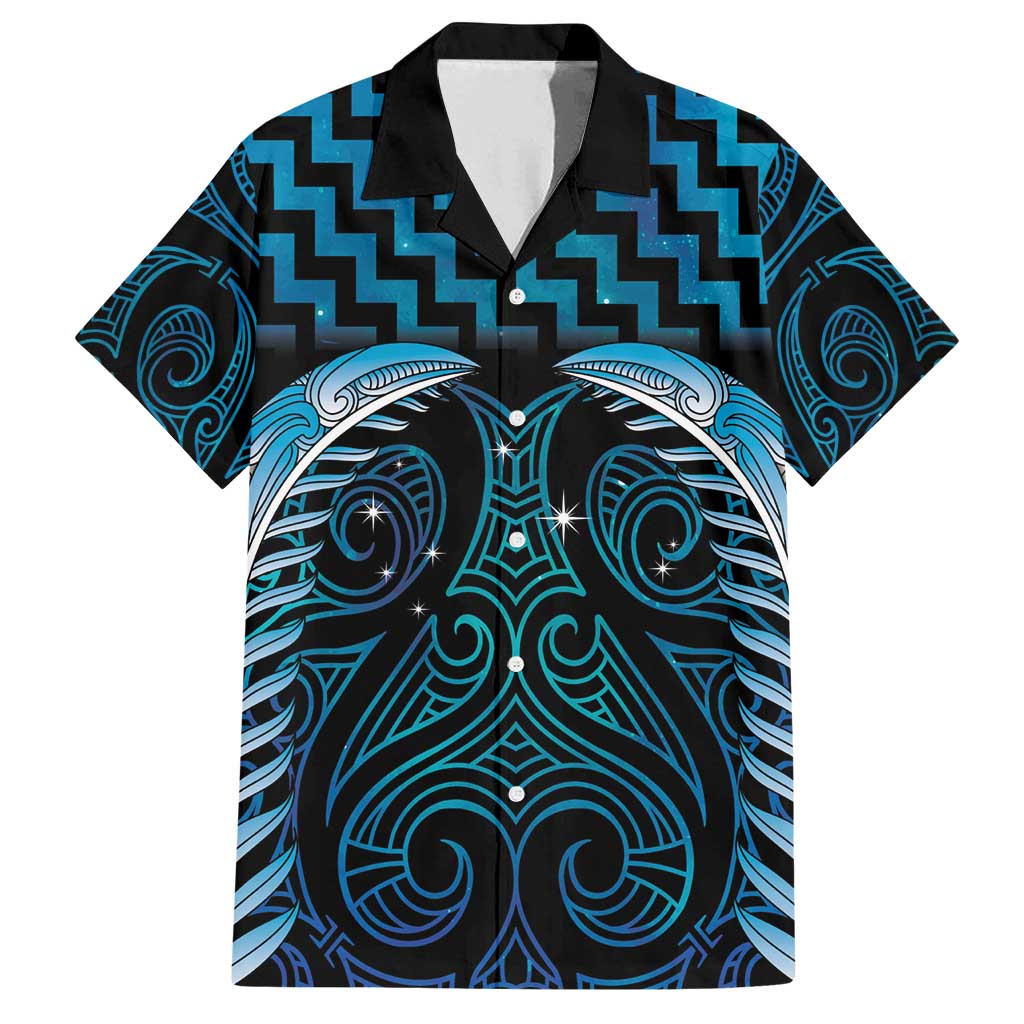 Blue Matariki New Zealand Family Matching Summer Maxi Dress and Hawaiian Shirt Maori Poutama Galaxy Vibes