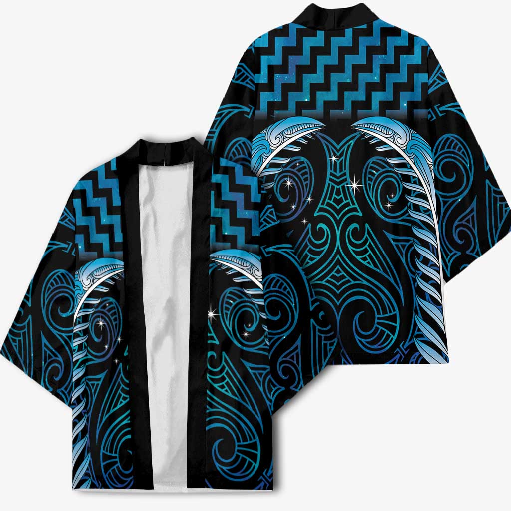 Blue Matariki New Zealand Kimono Maori Poutama Galaxy Vibes - Polynesian Pride