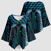 Blue Matariki New Zealand Kimono Sleeve Blouse Maori Poutama Galaxy Vibes - Polynesian Pride