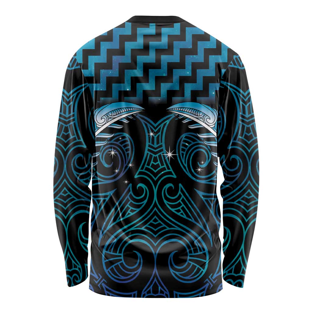 Blue Matariki New Zealand Long Sleeve Shirt Maori Poutama Galaxy Vibes