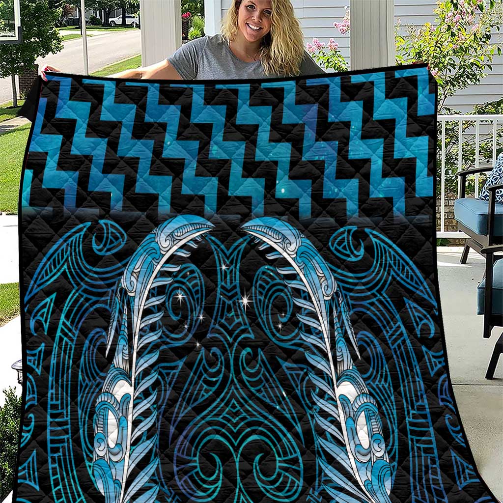 Blue Matariki New Zealand Quilt Maori Poutama Galaxy Vibes