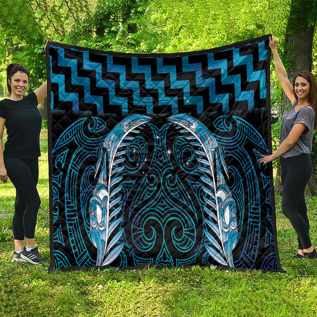 Blue Matariki New Zealand Quilt Maori Poutama Galaxy Vibes