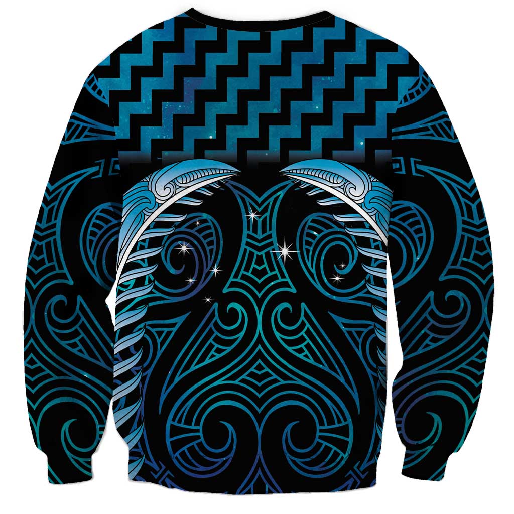 Blue Matariki New Zealand Sweatshirt Maori Poutama Galaxy Vibes