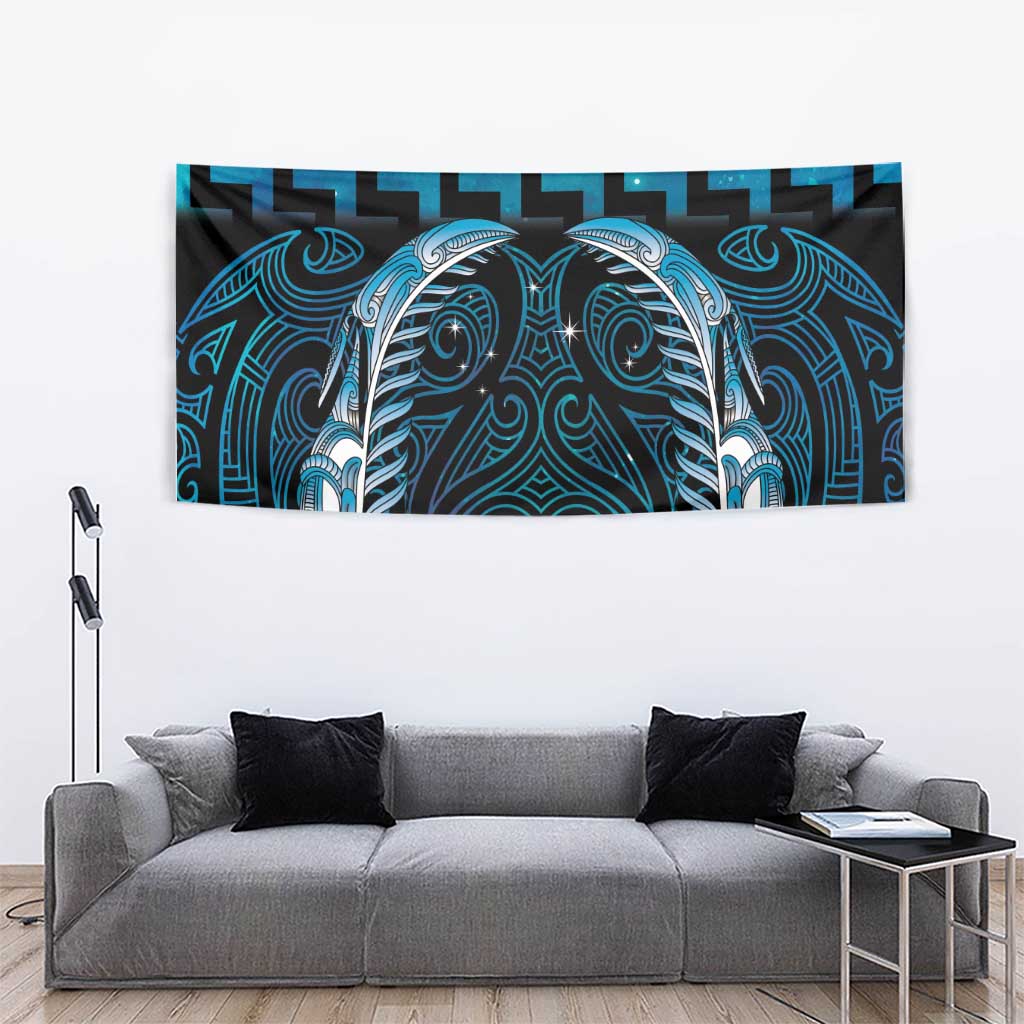 Blue Matariki New Zealand Tapestry Maori Poutama Galaxy Vibes