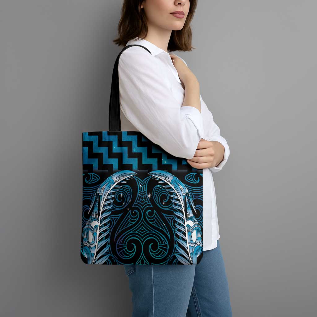 Blue Matariki New Zealand Tote Bag Maori Poutama Galaxy Vibes - Polynesian Pride