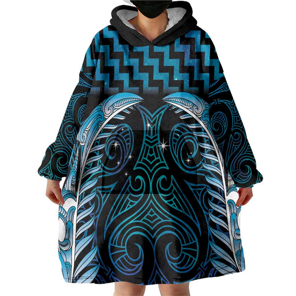 Blue Matariki New Zealand Wearable Blanket Hoodie Maori Poutama Galaxy ...